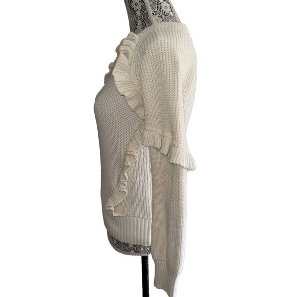 Ruffel Sweater, XS, women's Highline Collective, IVORY, long sleeve, BOHO - Picture 4 of 9